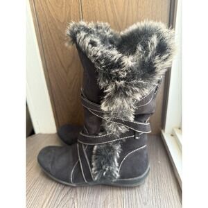 Natural Soul by Naturalizer Boots Womens 7.5‎ M Black Fabric Faux Fur